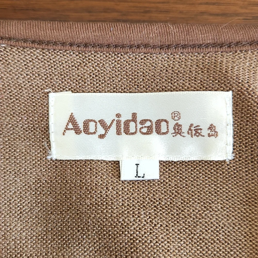 Aoyidao, Women's L Medium Brown Jerse Sleeves, Linen Fabric w Design Front/Back - Picture 8 of 8